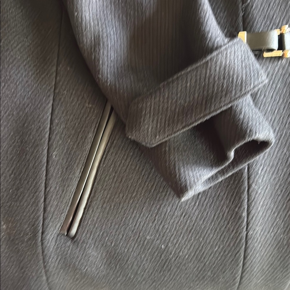 Cole Haan Black Pea Coat with Faux Fur Hood - Picture 8 of 9